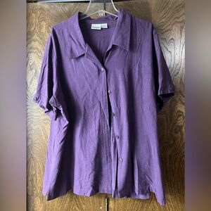 Liz Baker 3X Purple Button Down Shirt